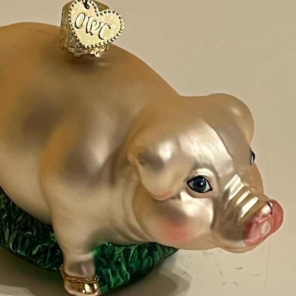 Old World Christmas Pig Ornament Blown Glass  - Picture 3 of 13